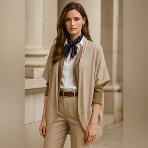 Go by GoSilk Women’s Tan Dolman Short Sleeve Silk Knit Cardigan size XS/S